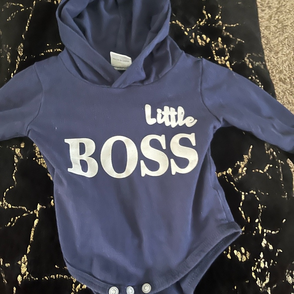 Little Boss Blue Baby Boy Hoodie Set
